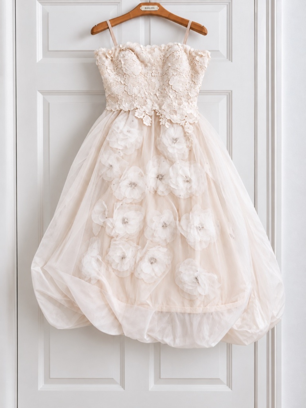 Rare BHLDN Quillaree Floral Artwork Silk Wedding Dress Sz 14